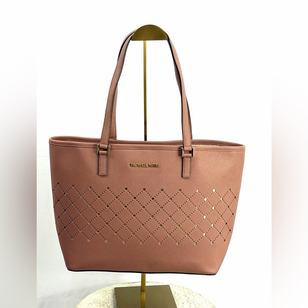 Michael Kors Violet Small Carryall Tote Dusty Rose Saffiano Leather NWT - Picture 3 of 12